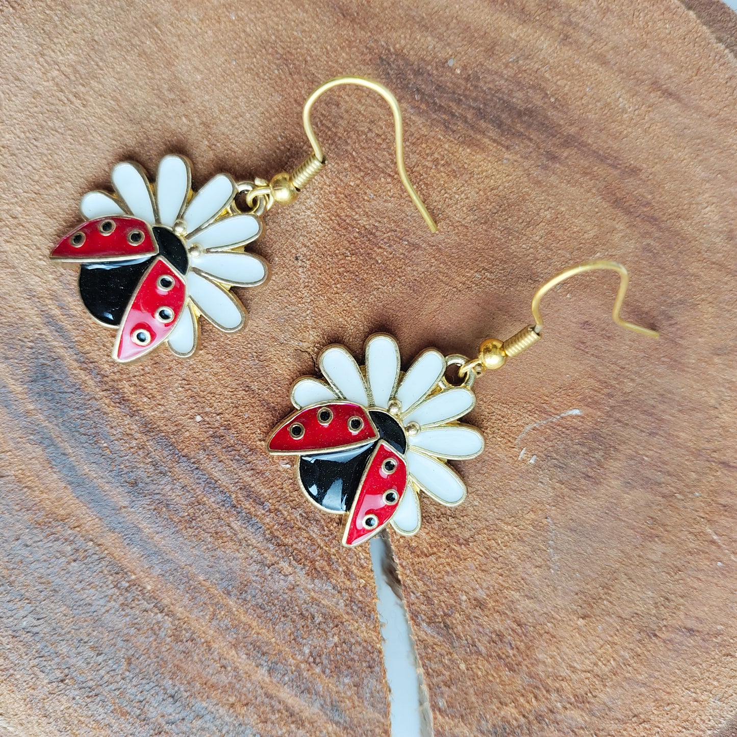 Ladybugs on Daisies Earrings