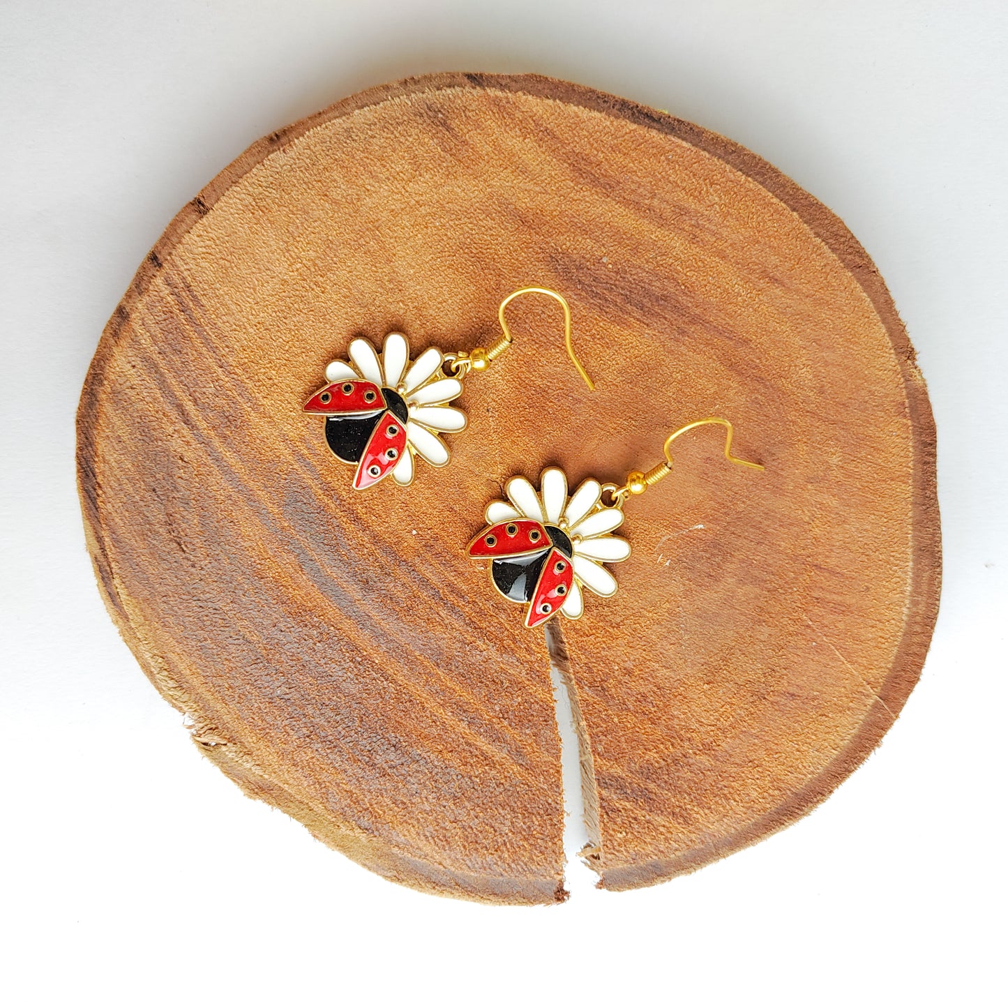 Ladybugs on Daisies Earrings