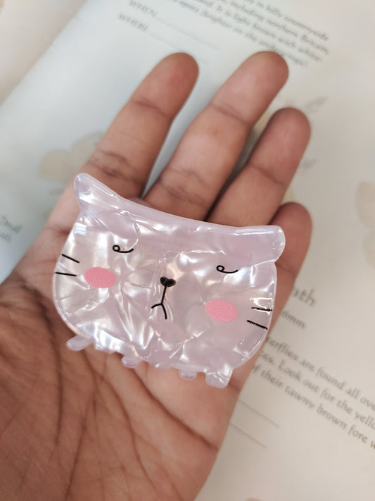 Sleepy Lavender Cat // Claw Clip